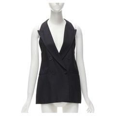 STELLA MCCARTNEY 100% seta nero doppiopetto con collo a farfalla IT36 XXS