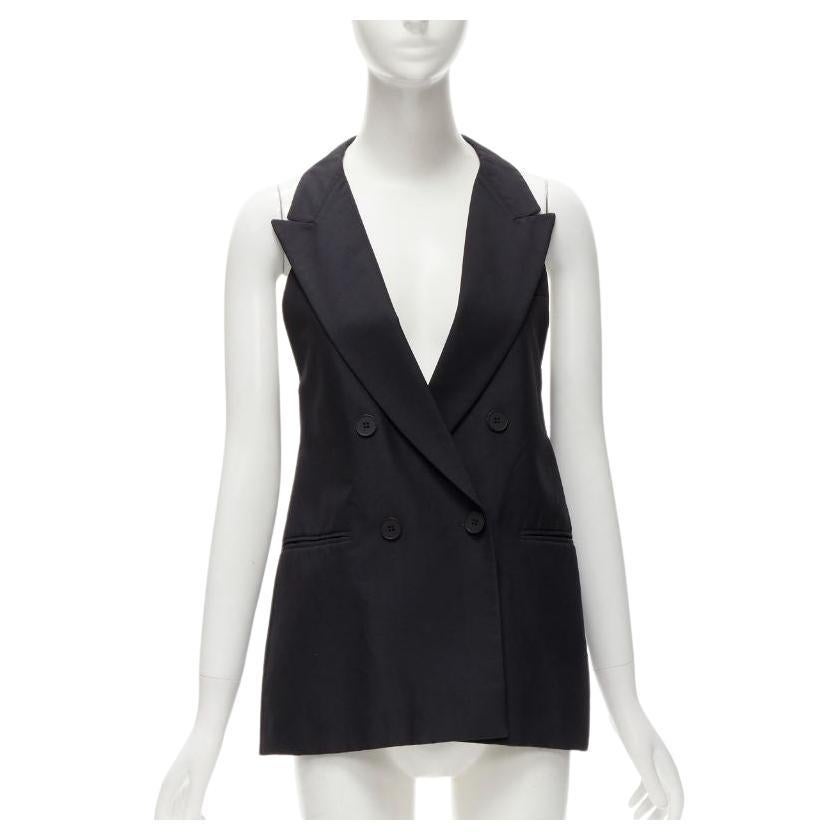 STELLA MCCARTNEY 100% silk black double breasted halter neck tux top IT36 XXS For Sale