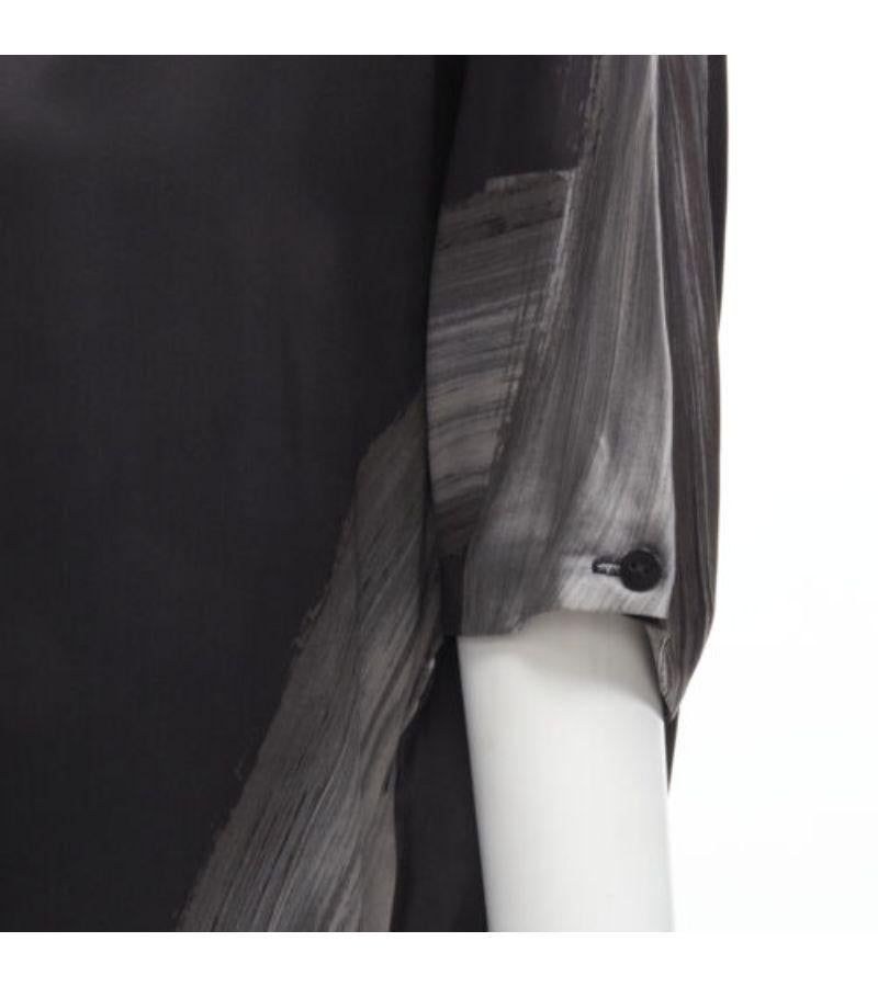 STELLA MCCARTNEY 100% silk black grey brush stroke print bateau dress IT38 XS For Sale 3