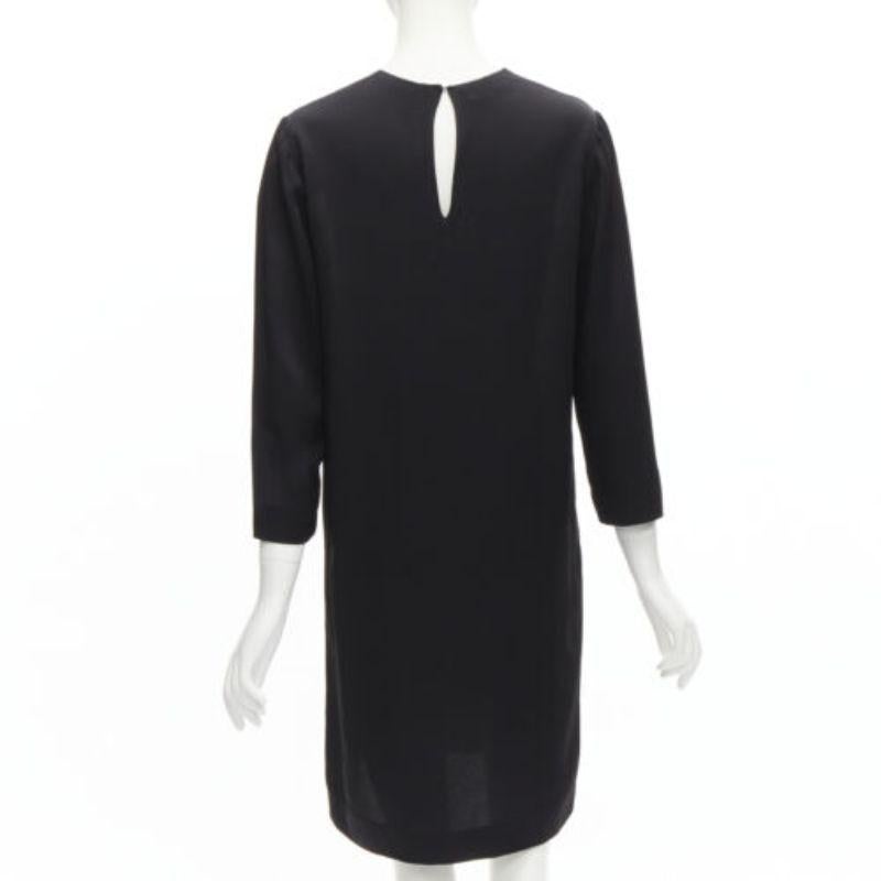 STELLA MCCARTNEY 100% silk black grey tree photo print crew neck dress For Sale 1