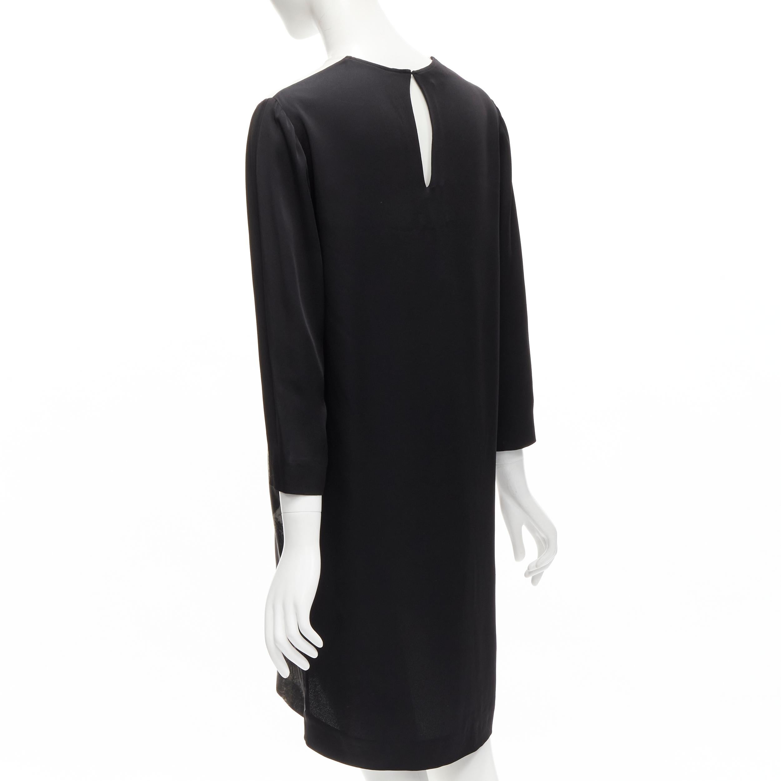 STELLA MCCARTNEY 100% silk black grey tree photo print crew neck dress 1