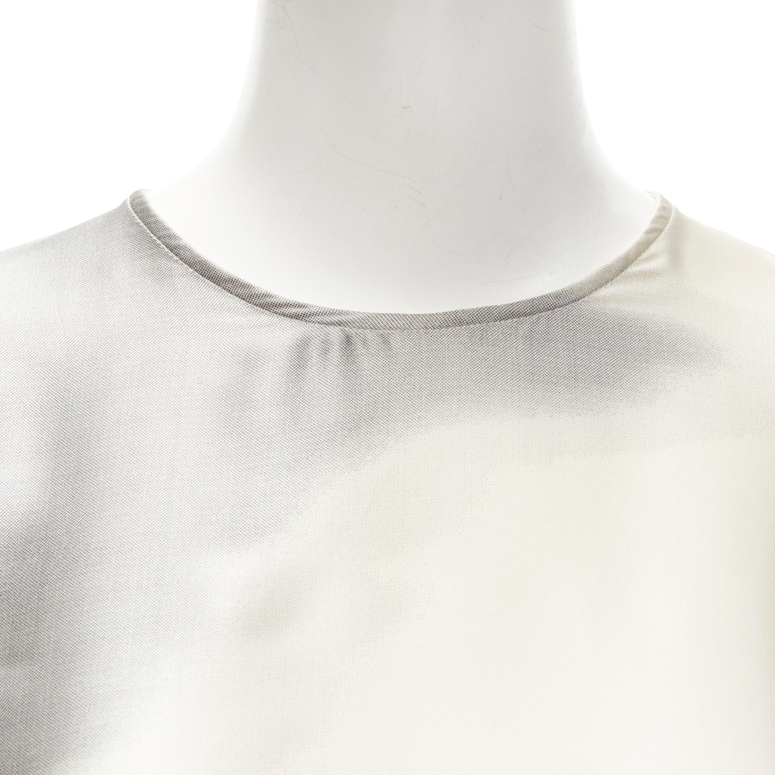 STELLA MCCARTNEY 100% silk black grey tree photo print crew neck dress 2