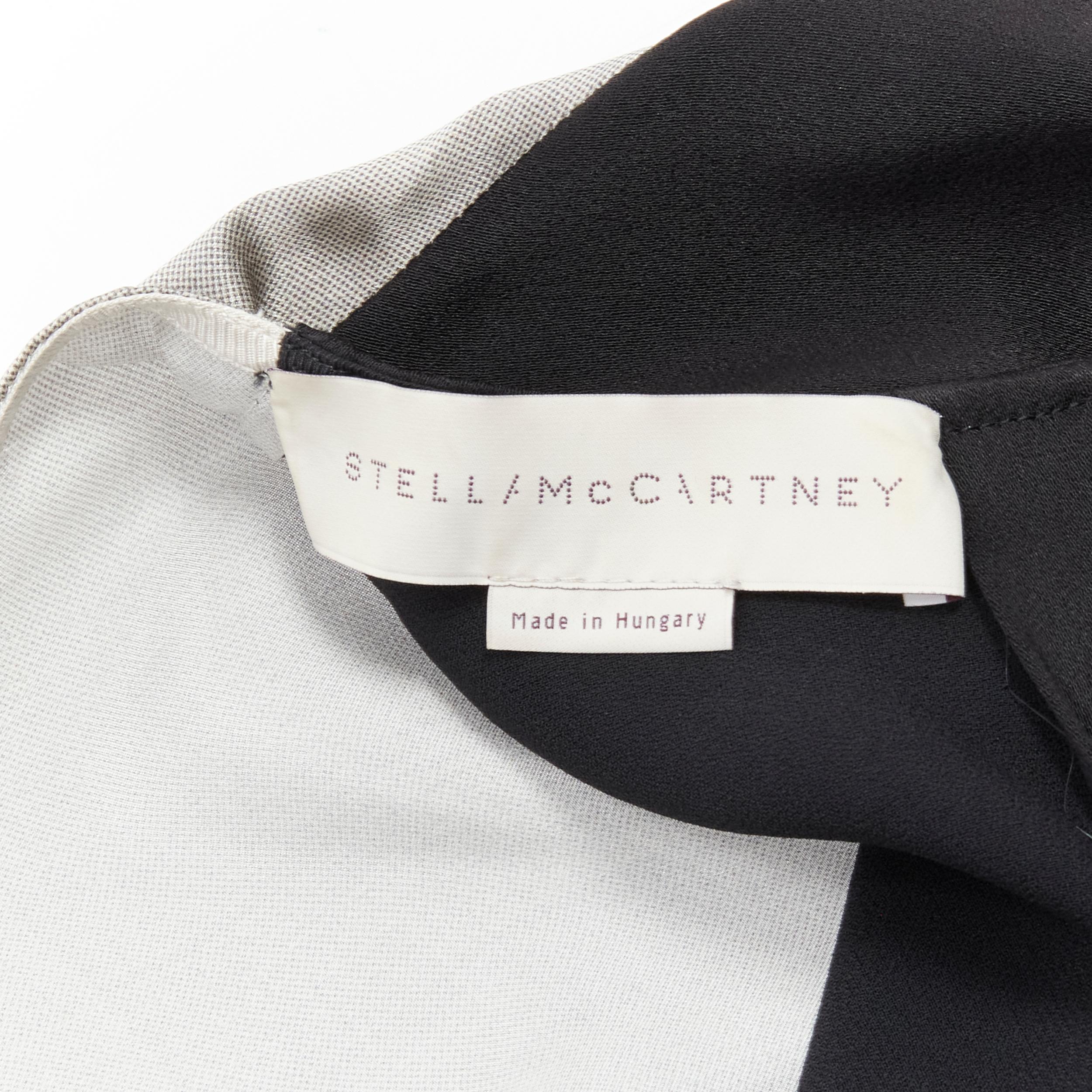 STELLA MCCARTNEY 100% silk black grey tree photo print crew neck dress 4