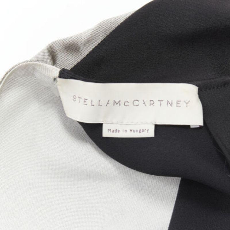 STELLA MCCARTNEY 100% silk black grey tree photo print crew neck dress For Sale 5