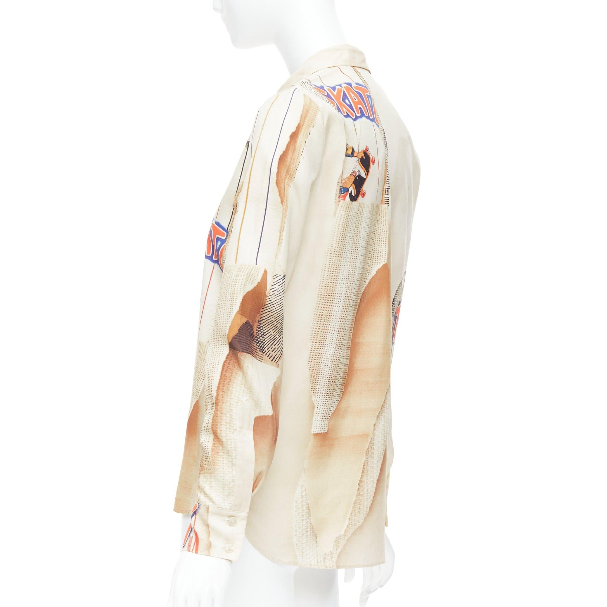 STELLA MCCARTNEY Chemise imprimée en papier de skate nue 100 % soie IT38 XS en vente 1