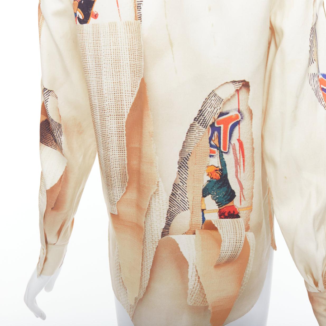 STELLA MCCARTNEY Chemise imprimée en papier de skate nue 100 % soie IT38 XS en vente 2