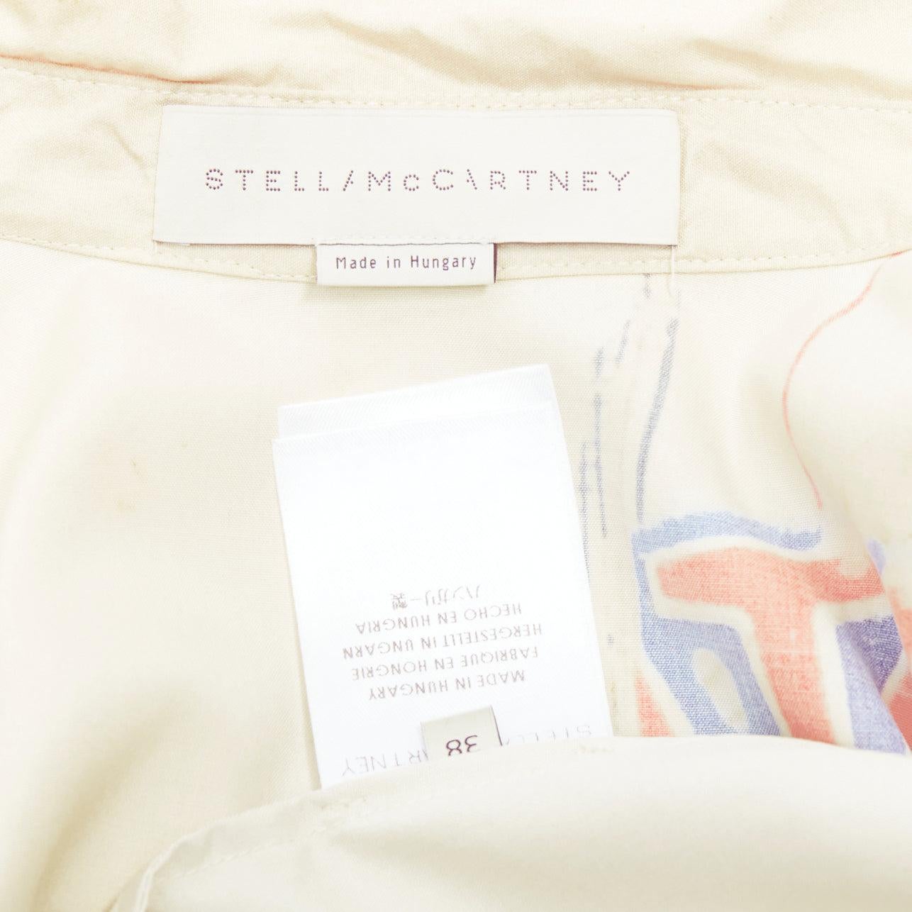 STELLA MCCARTNEY Chemise imprimée en papier de skate nue 100 % soie IT38 XS en vente 3