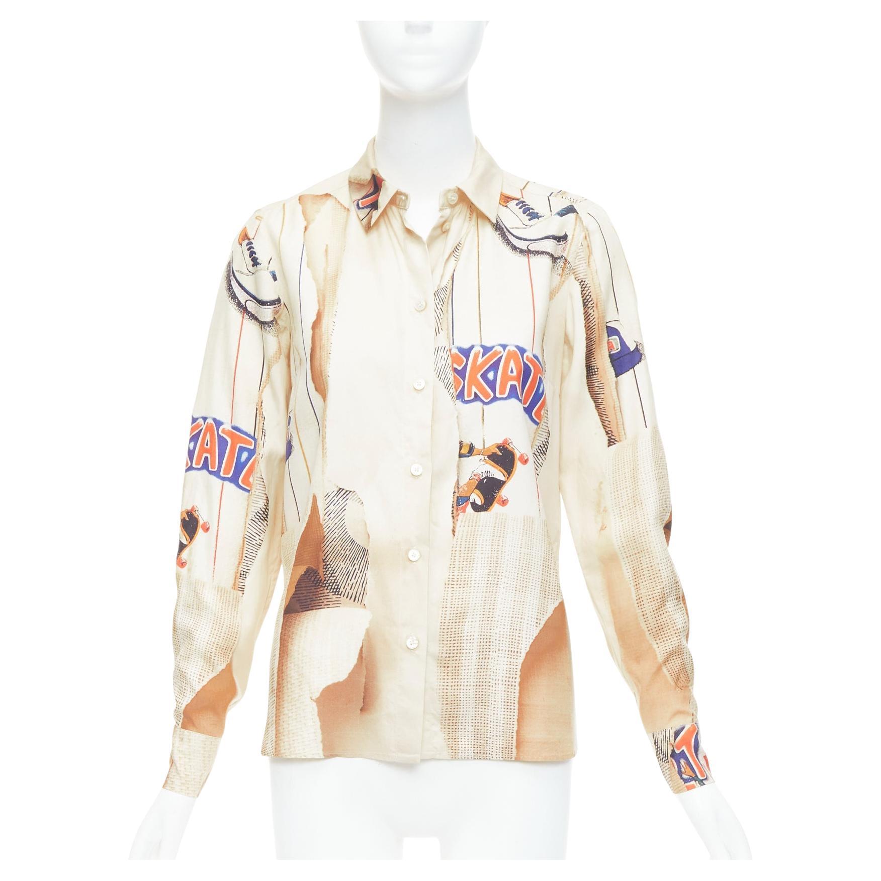 STELLA MCCARTNEY Chemise imprimée en papier de skate nue 100 % soie IT38 XS