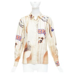 STELLA MCCARTNEY 100% nacktes Seidenhemd mit Skate-Papierdruck IT38 XS