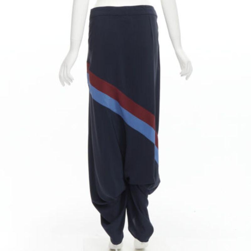 Women's STELLA MCCARTNEY 100% silk patch stripes reggae drop crotch harem pants IT40 S For Sale