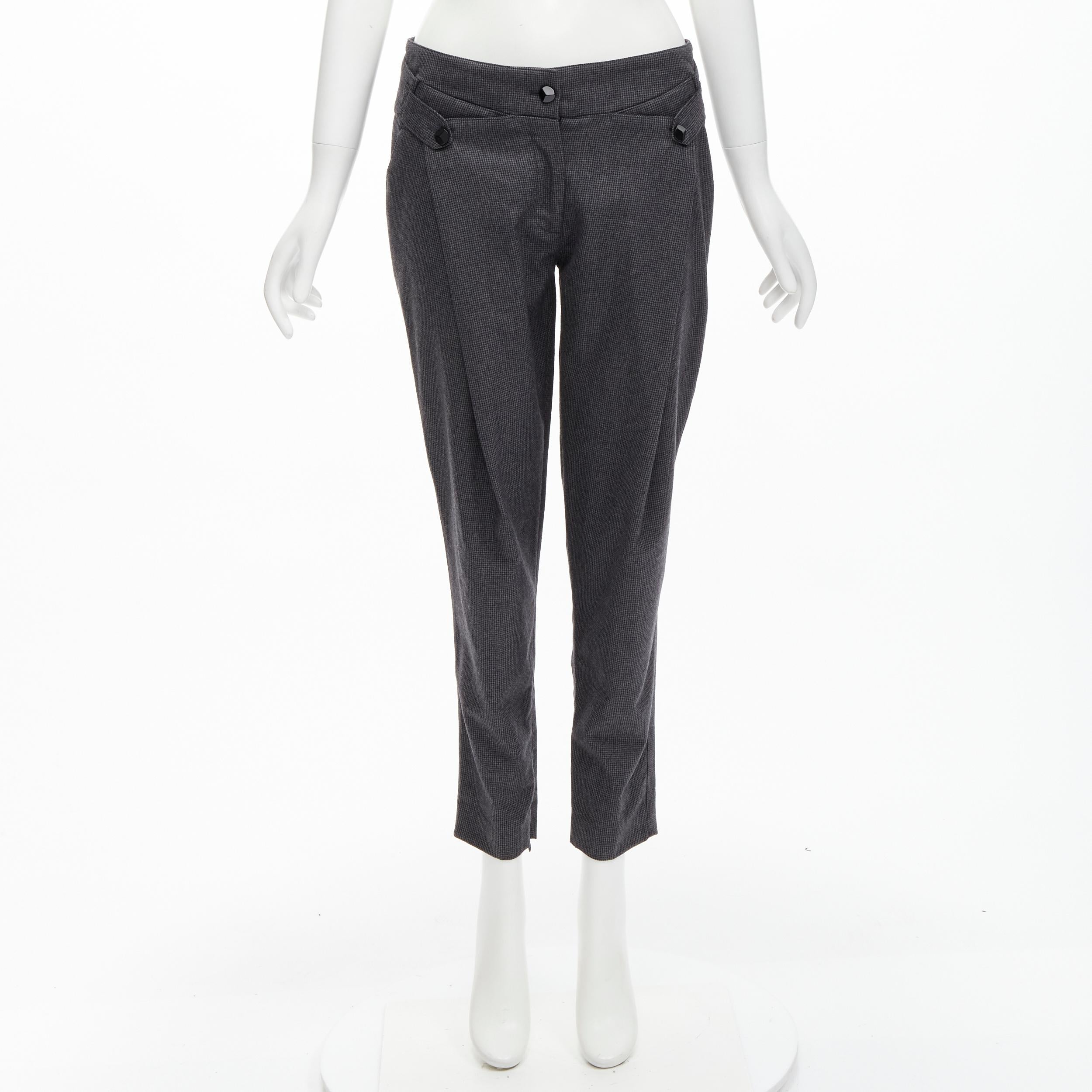 STELLA MCCARTNEY 100% lana grigio pied de poule strutturale  pantaloni IT38 XS in vendita 5