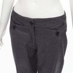 STELLA MCCARTNEY 100% wool grey houndstooth structural pleat  pants IT38 XS