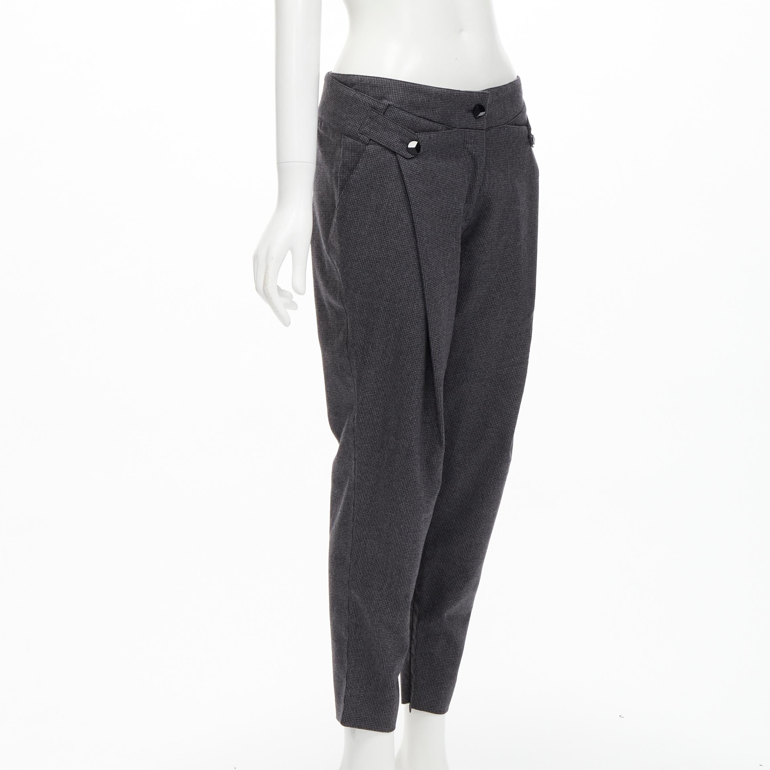 Nero STELLA MCCARTNEY 100% lana grigio pied de poule strutturale  pantaloni IT38 XS in vendita