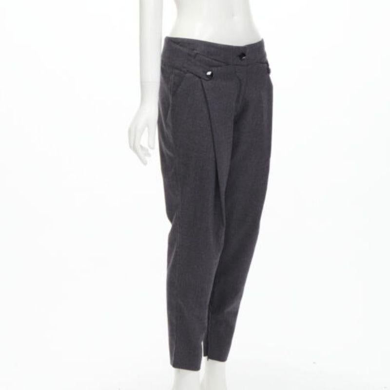 Black STELLA MCCARTNEY 100% wool grey houndstooth structural pleat  pants IT38 XS For Sale