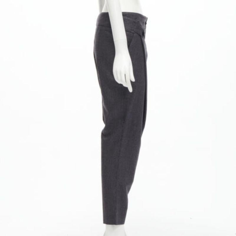 STELLA MCCARTNEY 100% wool grey houndstooth structural pleat  pants IT38 XS In Excellent Condition For Sale In Hong Kong, NT