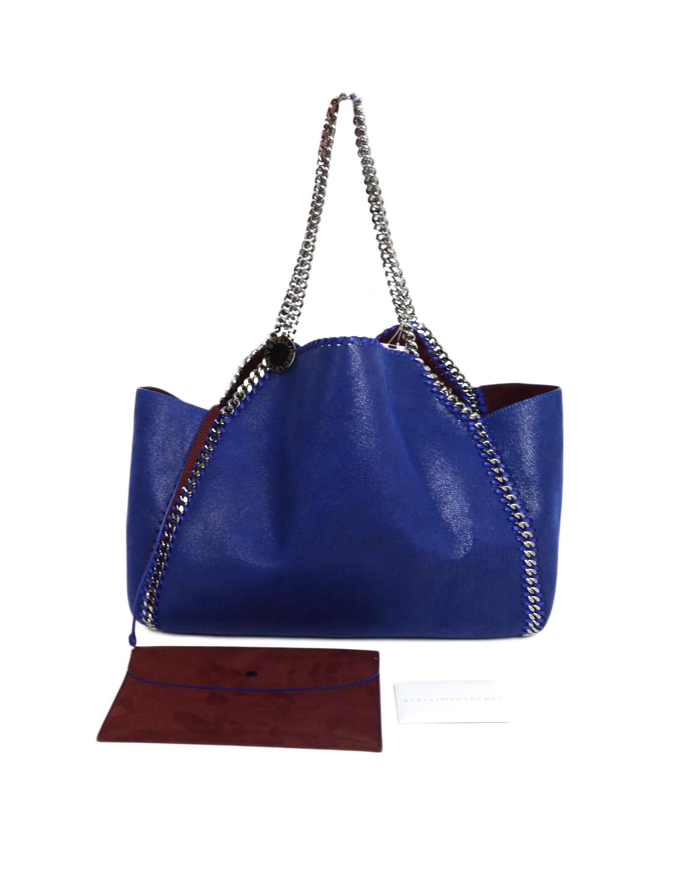 Stella McCartney '18 Blue/Burgundy Vegan Leather Reversible Falabella Tote Bag 4
