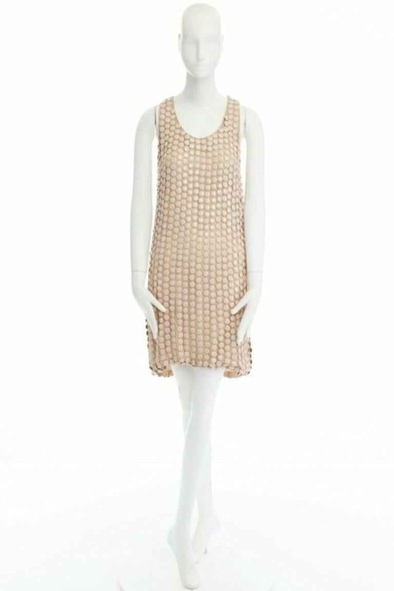 STELLA MCCARTNEY 2005 pink metal paillettes racer back mini dress IT42 M For Sale 6