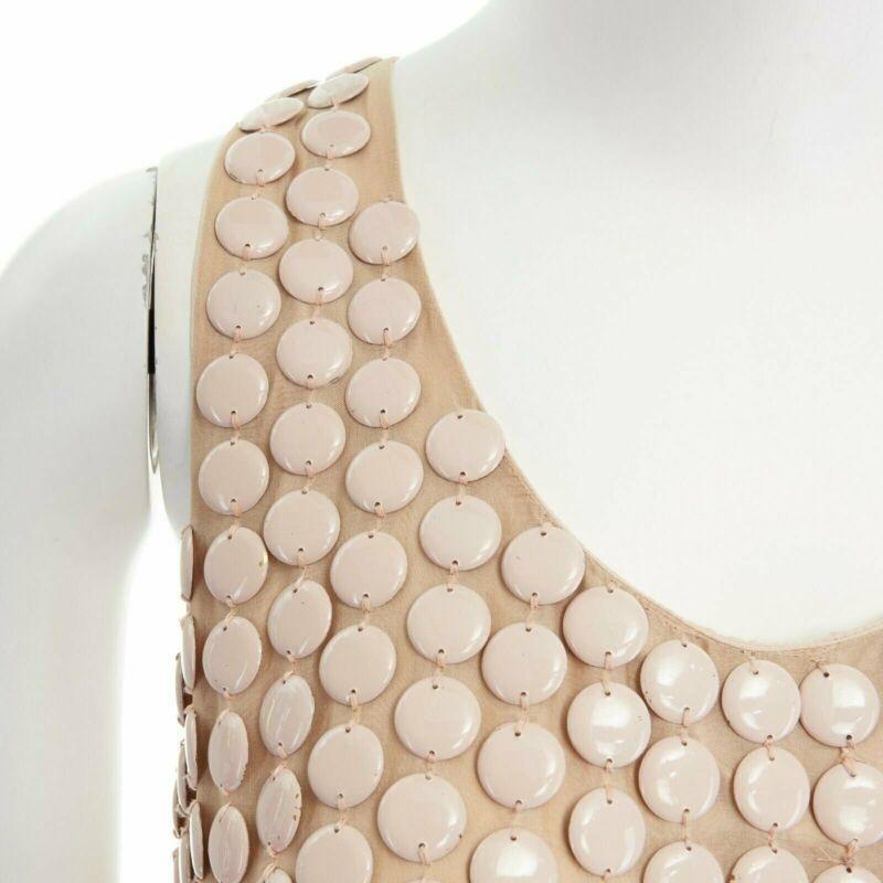 STELLA MCCARTNEY 2005 pink metal paillettes racer back mini dress IT42 M
Reference: CC/AECG00032
Brand: Stella McCartney
Designer: Stella McCartney
Collection: AD2005
Material: Silk
Color: Cream
Pattern: Other
Extra Details: Peach dress. 100% silk