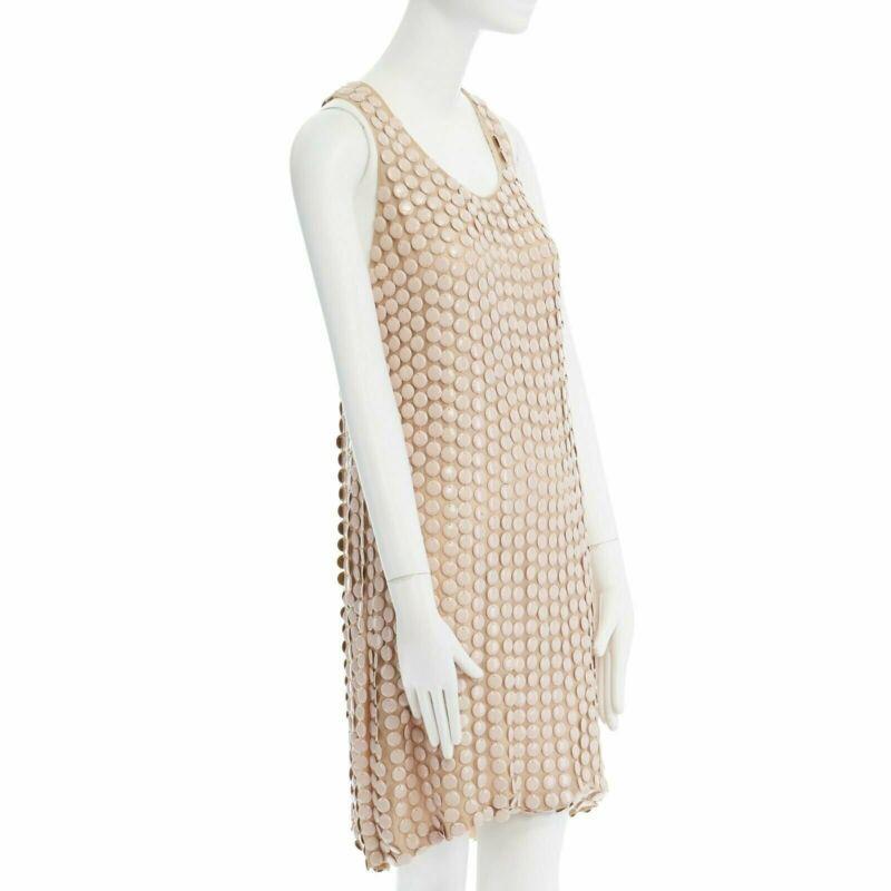 Beige STELLA MCCARTNEY 2005 pink metal paillettes racer back mini dress IT42 M For Sale