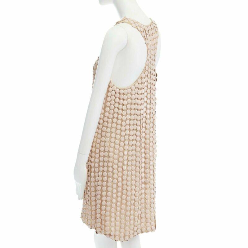 STELLA MCCARTNEY 2005 pink metal paillettes racer back mini dress IT42 M For Sale 1