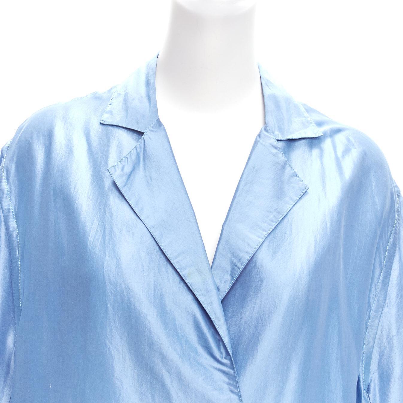 Blue STELLA MCCARTNEY 2007 100% silk blue drop shoulder flowy jacket IT36 XXS For Sale