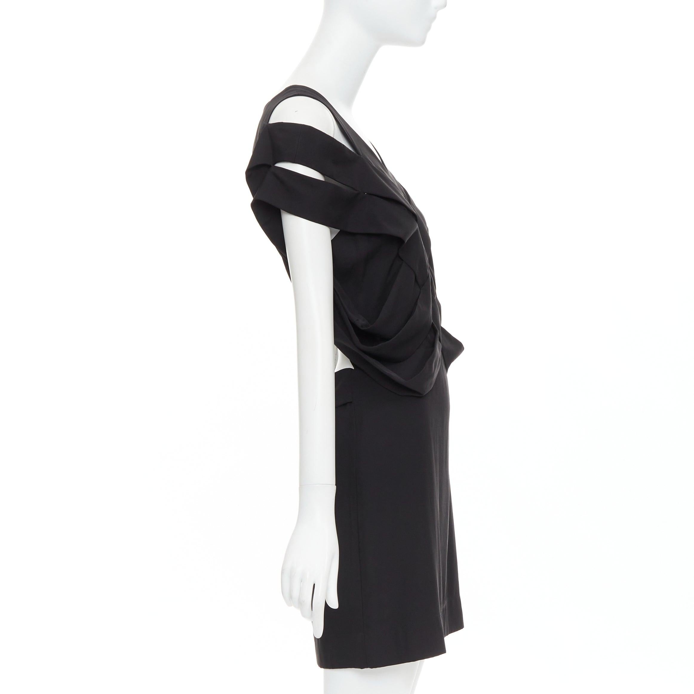 STELLA MCCARTNEY 2008 black silk intrecciato woven open back dress IT40 S In Excellent Condition For Sale In Hong Kong, NT