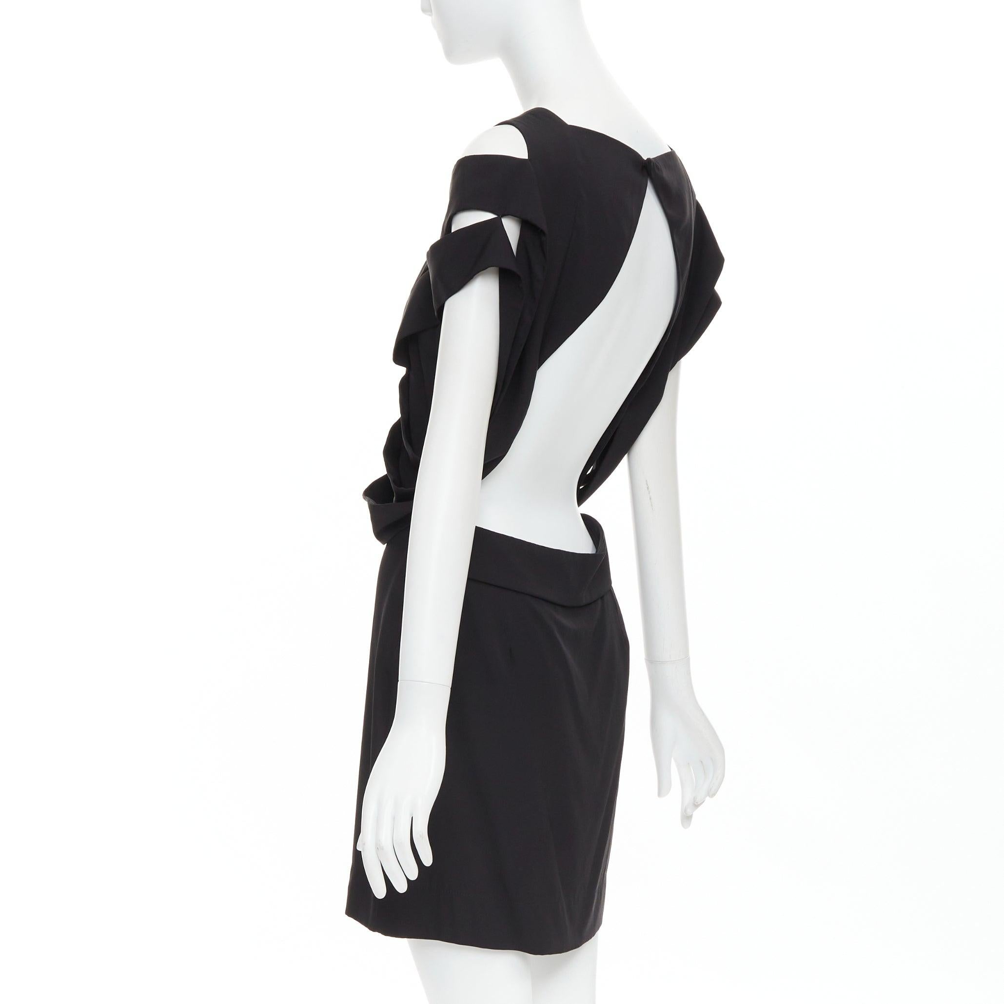 Women's STELLA MCCARTNEY 2008 black silk intrecciato woven open back dress IT40 S For Sale