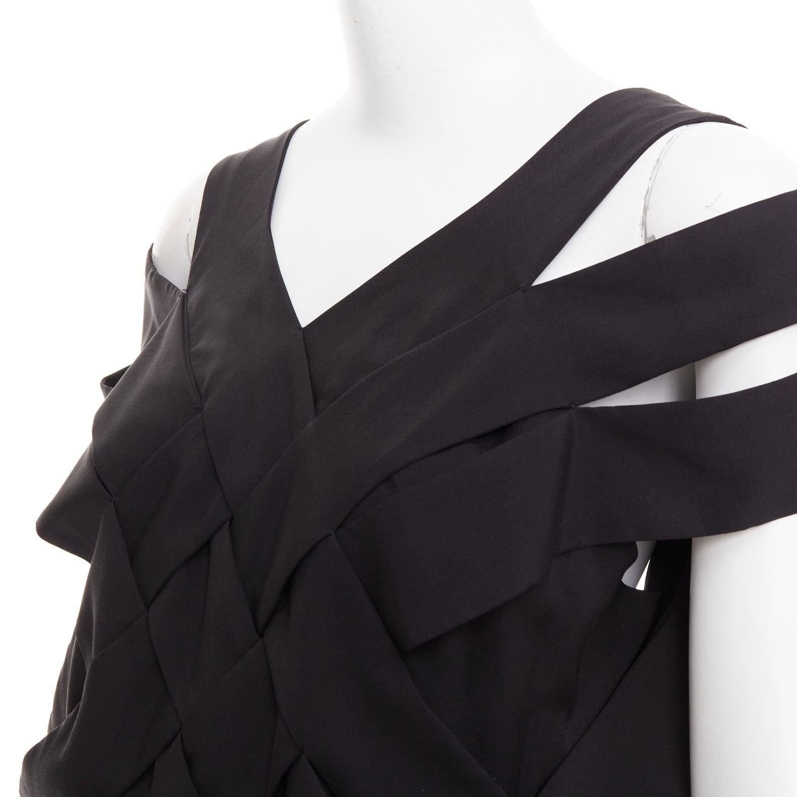 STELLA MCCARTNEY 2008 black silk intrecciato woven open back dress IT40 S For Sale 1