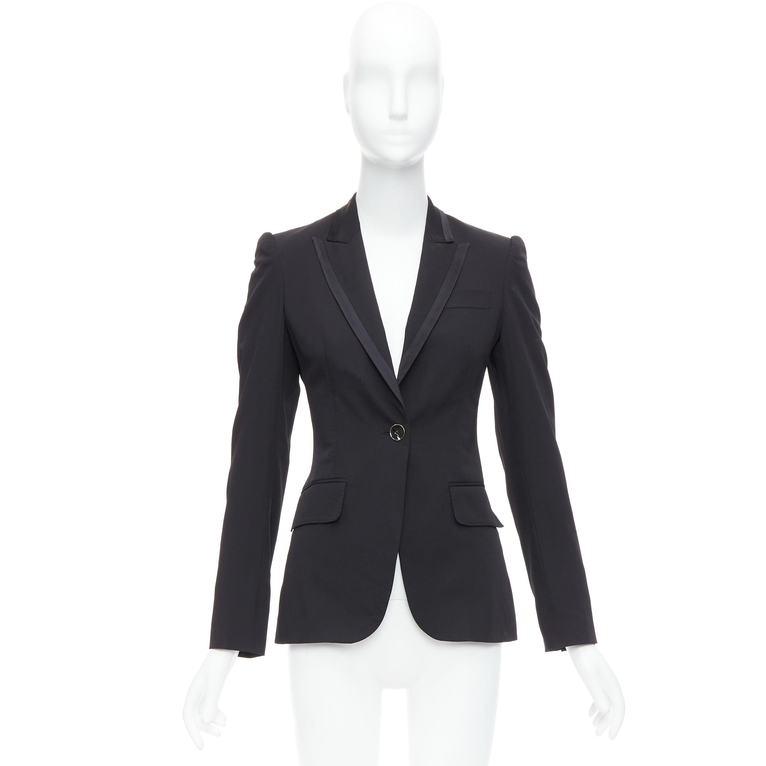 STELLA MCCARTNEY 2008 black wool blend peak collar blazer IT36 XXS For Sale 5