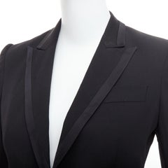 STELLA MCCARTNEY 2008 black wool blend peak collar blazer IT36 XXS