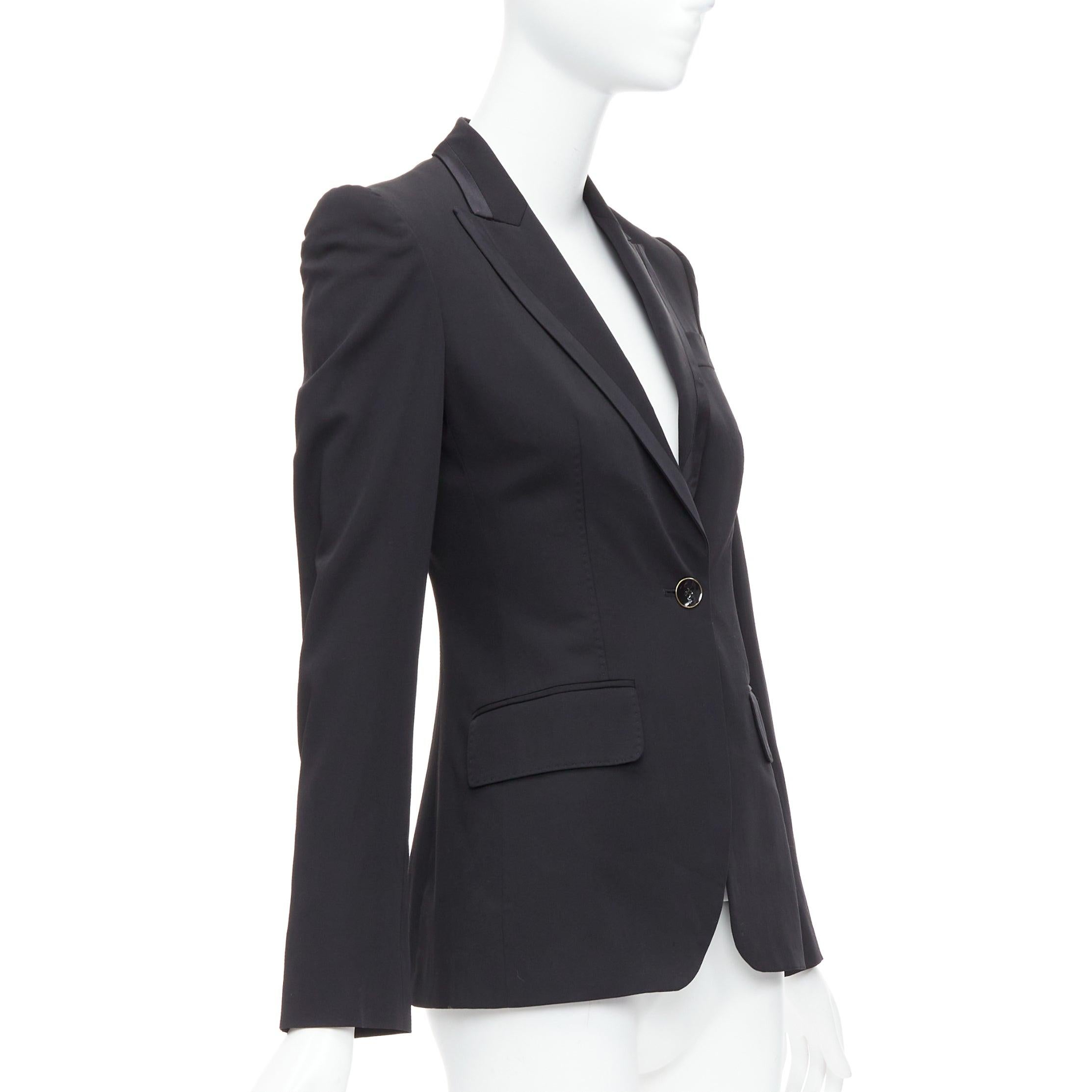 STELLA MCCARTNEY 2008 black wool blend peak collar blazer IT36 XXS In Excellent Condition For Sale In Hong Kong, NT