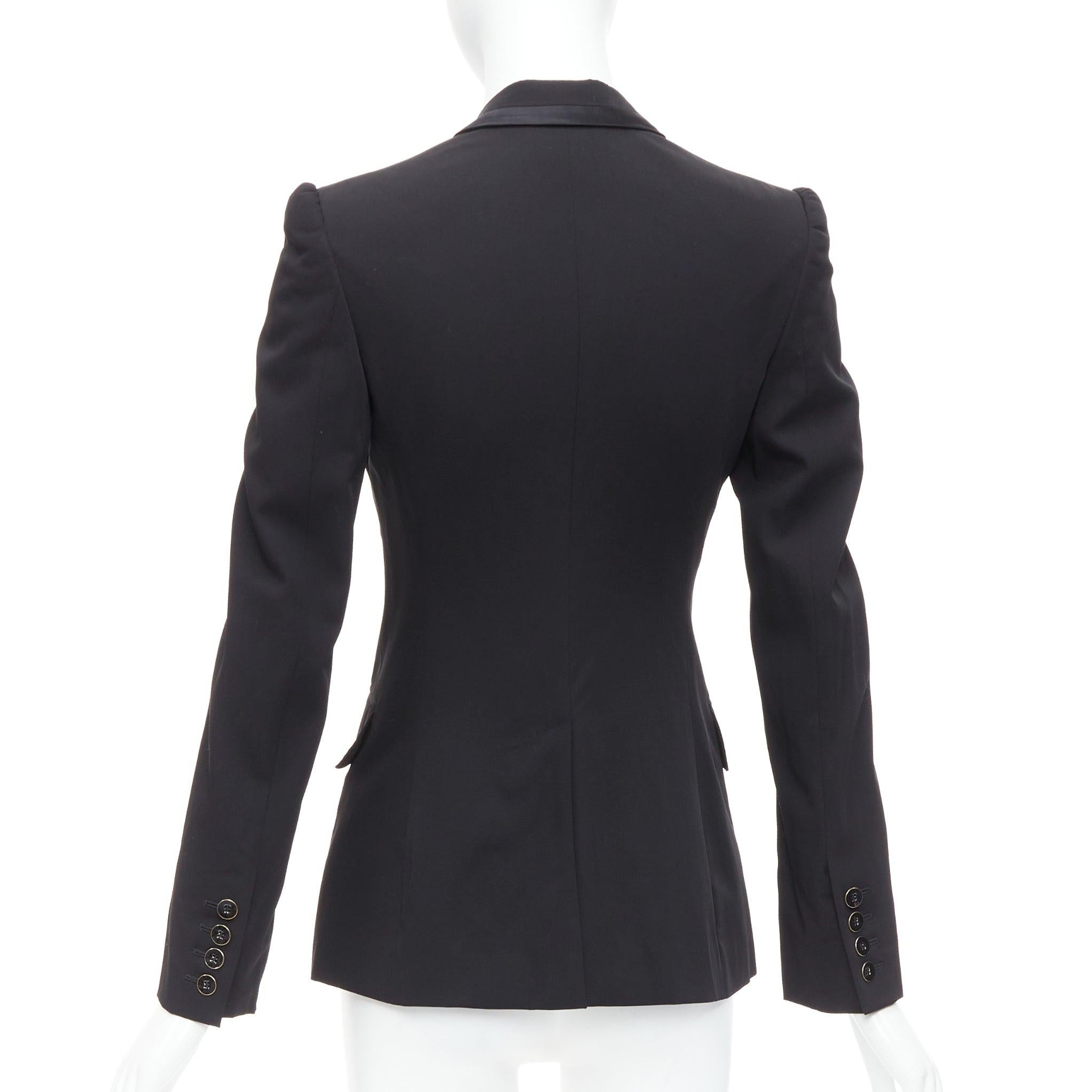 STELLA MCCARTNEY 2008 black wool blend peak collar blazer IT36 XXS For Sale 1