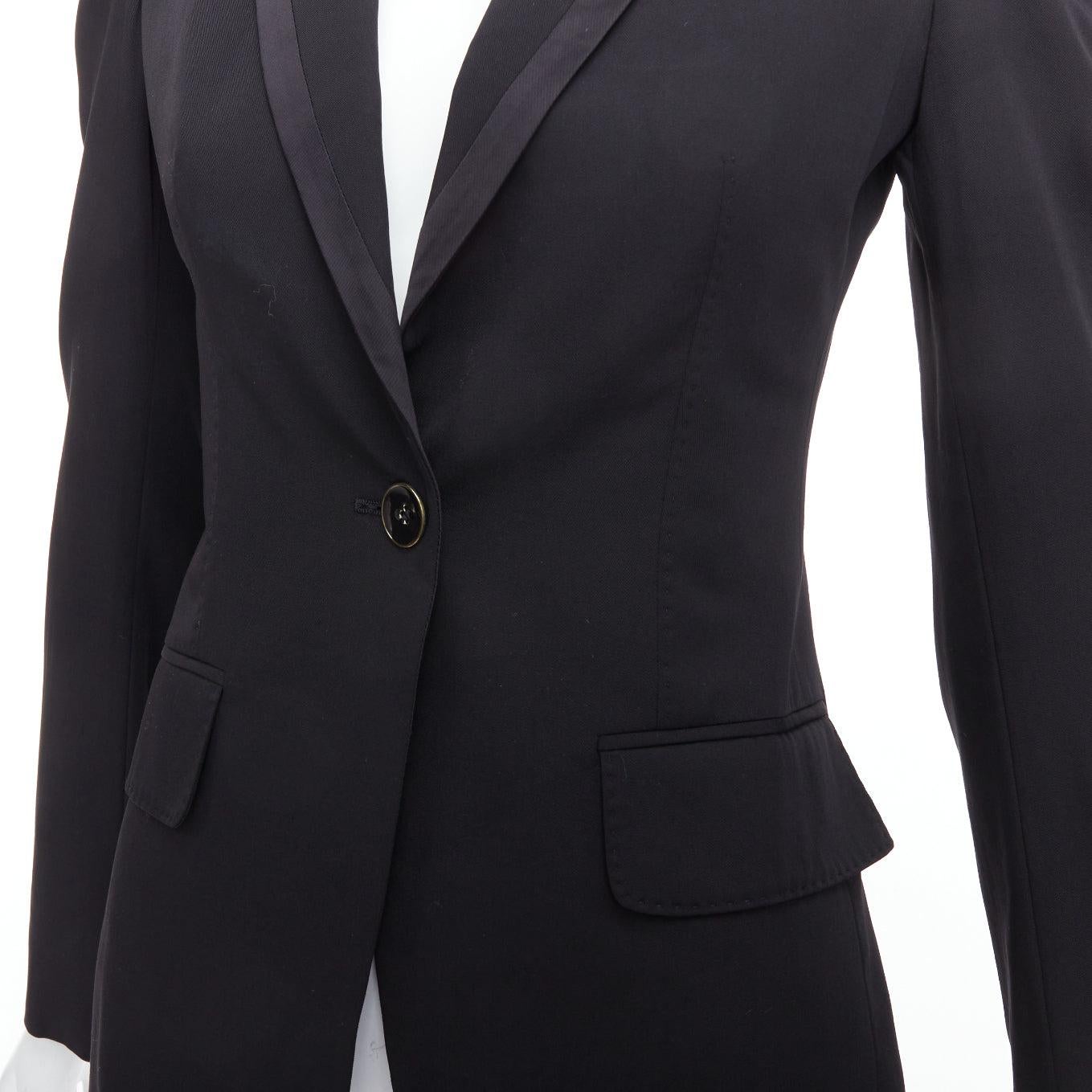 STELLA MCCARTNEY 2008 black wool blend peak collar blazer IT36 XXS For Sale 3