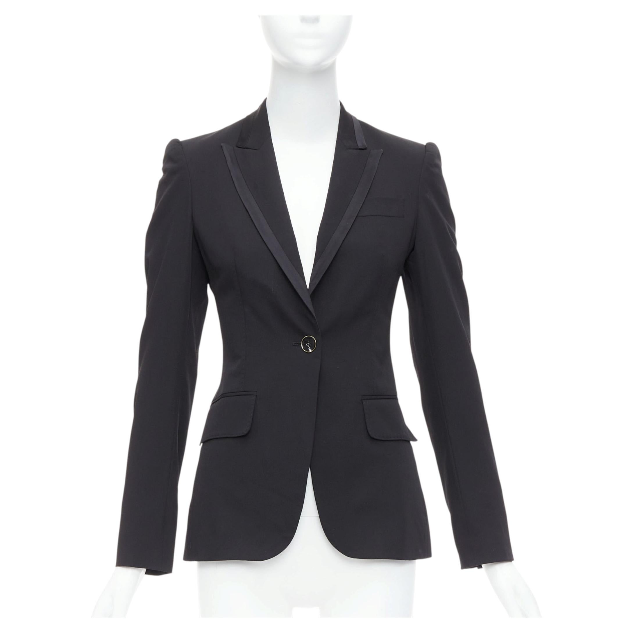 Pre-owned Stella Mccartney 2008 Black Wool Blend Peak Collar Blazer It36 Xxs