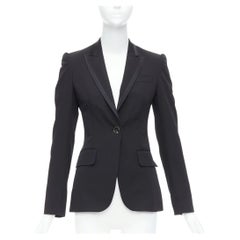 STELLA MCCARTNEY 2008 black wool blend peak collar blazer IT36 XXS