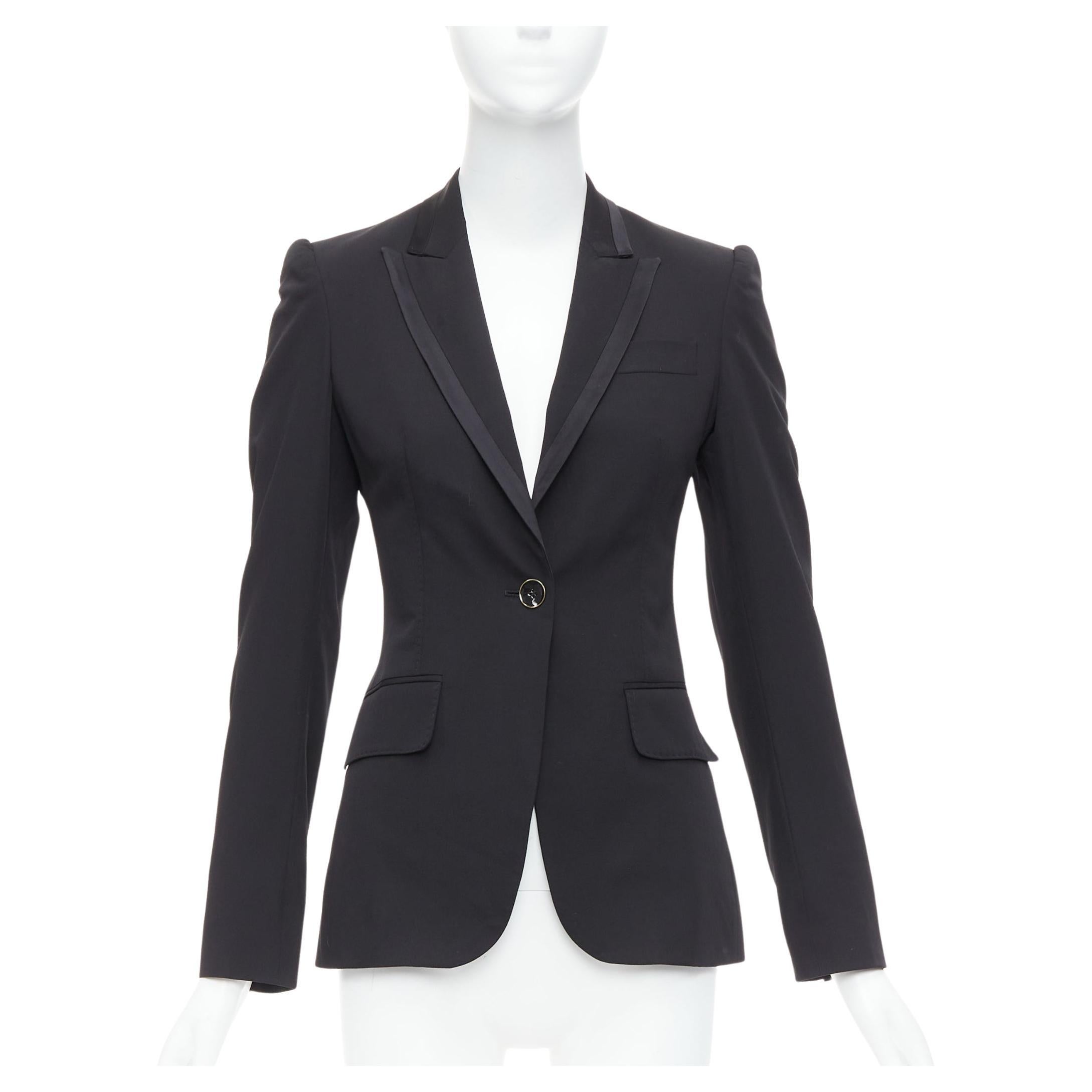 STELLA MCCARTNEY 2008 black wool blend peak collar blazer IT36 XXS For Sale