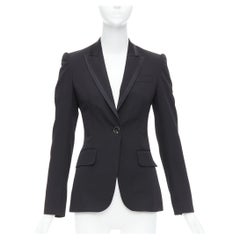 STELLA MCCARTNEY 2008 Schwarzer Blazer mit Eichenkragen aus Wollmischung IT36 XXS