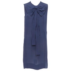 STELLA MCCARTNEY 2008 bleu marine 100 % soie col bénitier IT38 XS