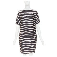 STELLA MCCARTNEY 2009  100% silk black zebra stripe print tent dress IT38 XS