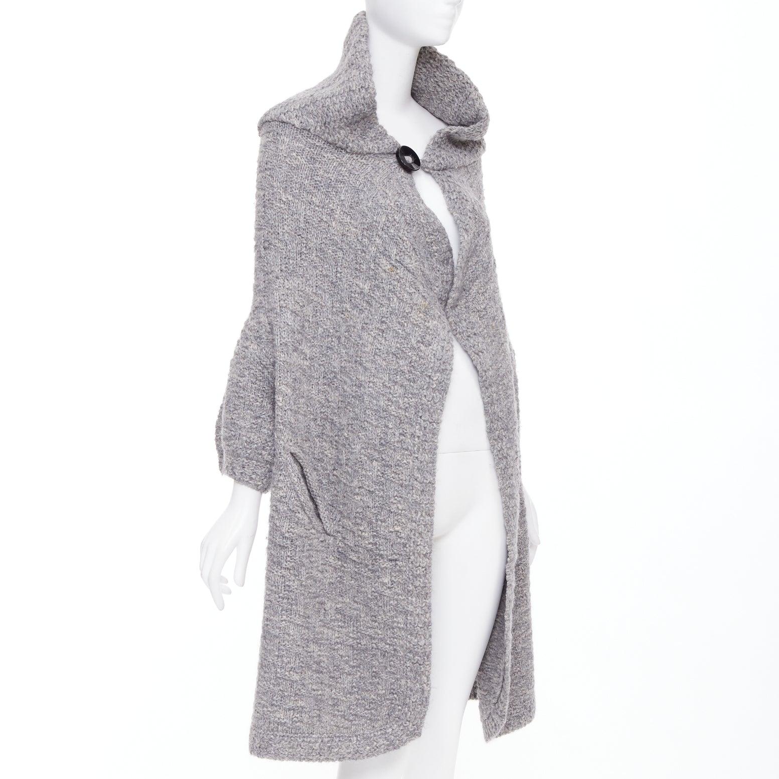 Gris Stella McCartney 2009 - Cardigan à capuche en alpaga et lin tricoté IT36 XXS en vente