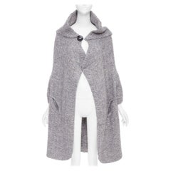 STELLA MCCARTNEY 2009 alpaca flax blend chunky knit hooded cardigan IT36 XXS