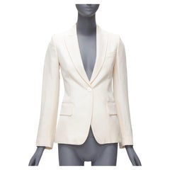 STELLA MCCARTNEY 2009 beige 100% silk single button fitted blazer jacket IT34