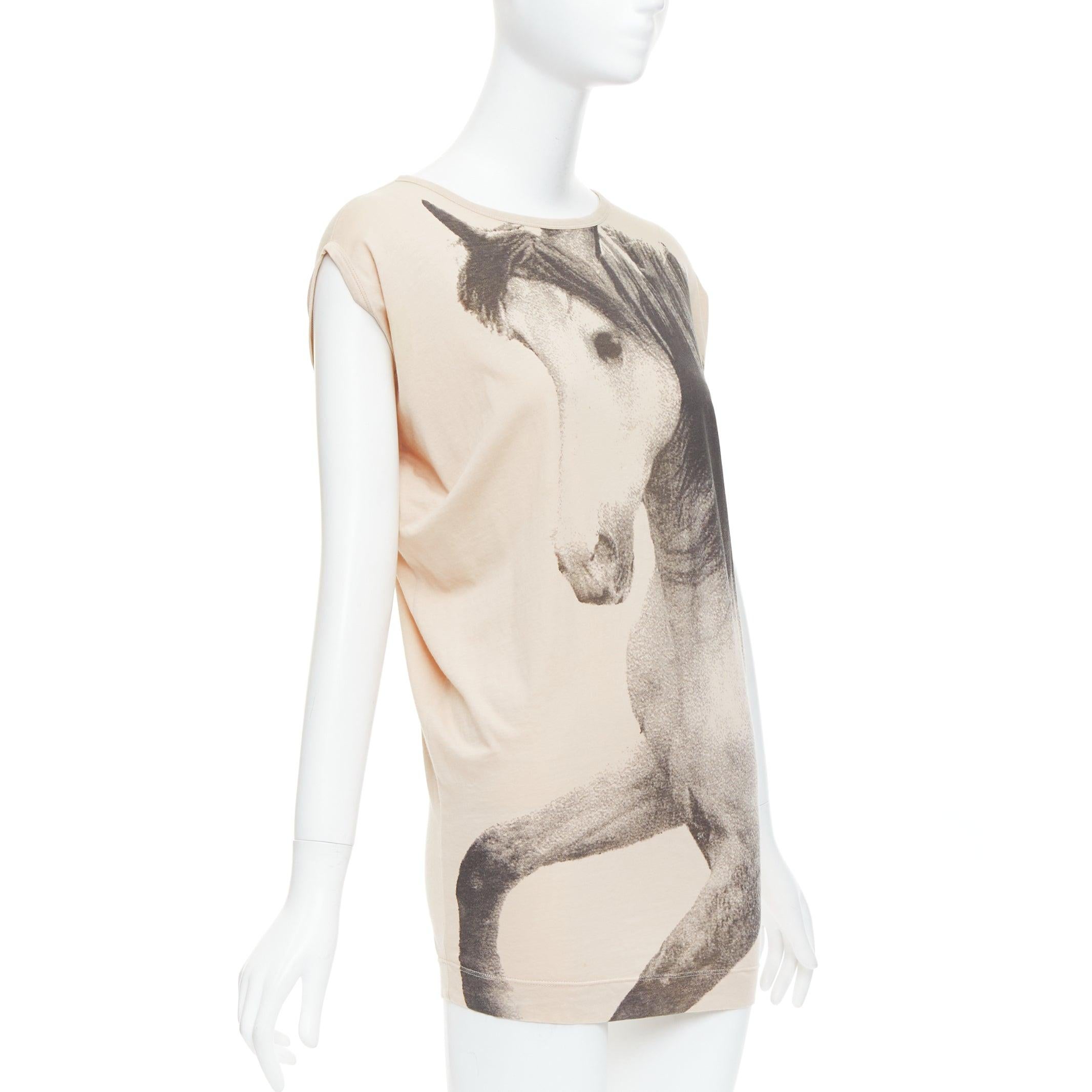 Beige STELLA MCCARTNEY 2010 beige cotton horse print cape sleeve tunic top IT36 XXS For Sale