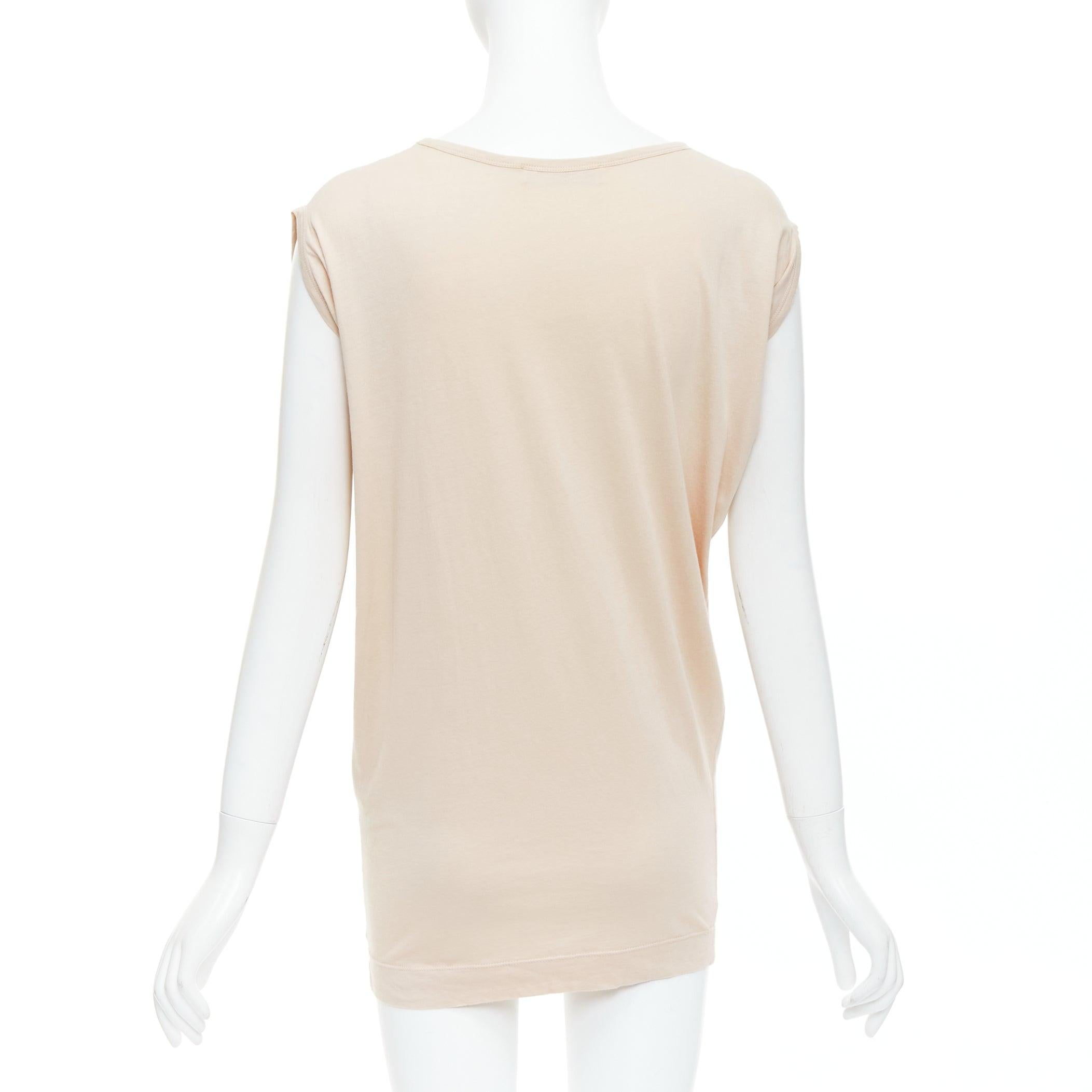 Women's STELLA MCCARTNEY 2010 beige cotton horse print cape sleeve tunic top IT36 XXS For Sale
