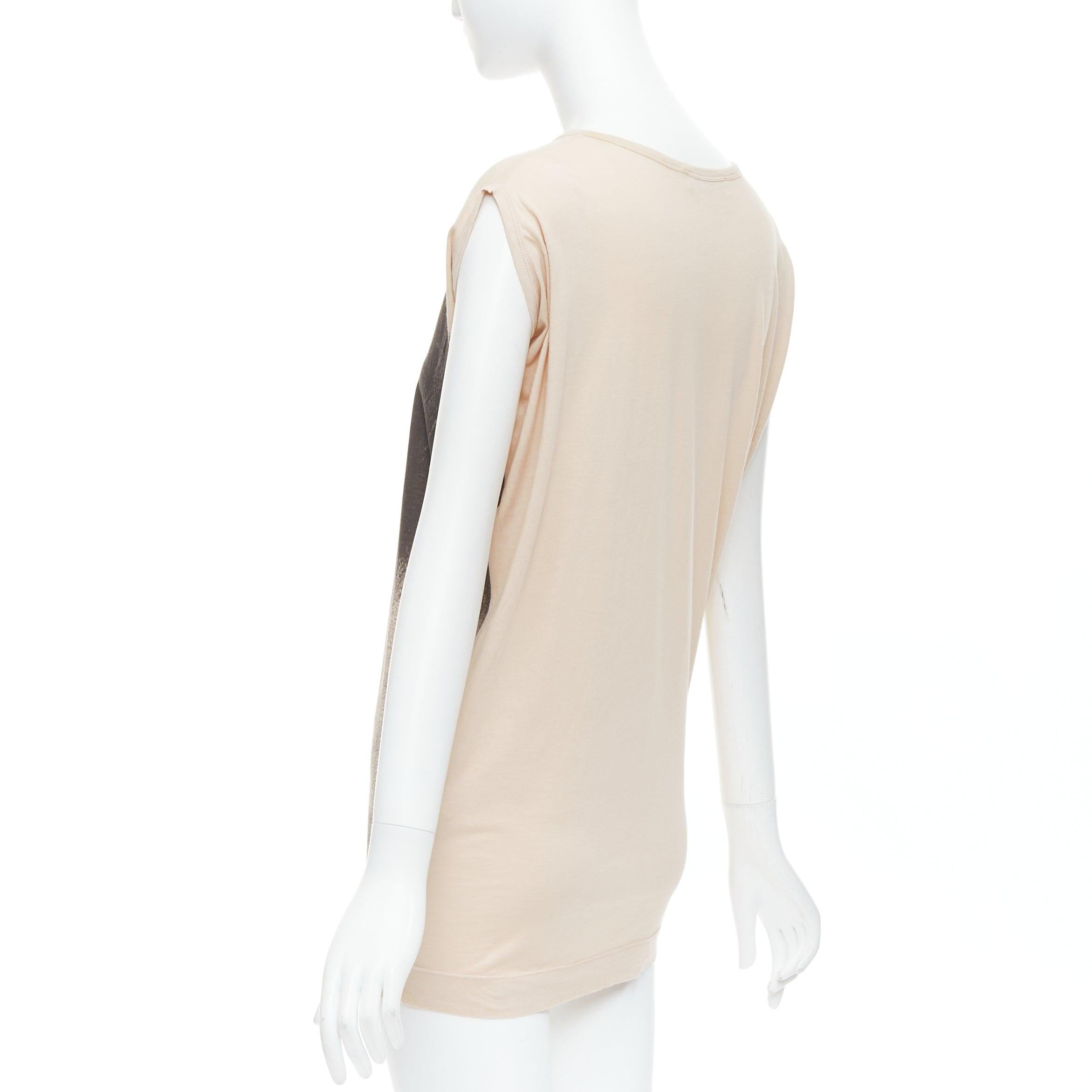 STELLA MCCARTNEY 2010 beige cotton horse print cape sleeve tunic top IT36 XXS For Sale 1