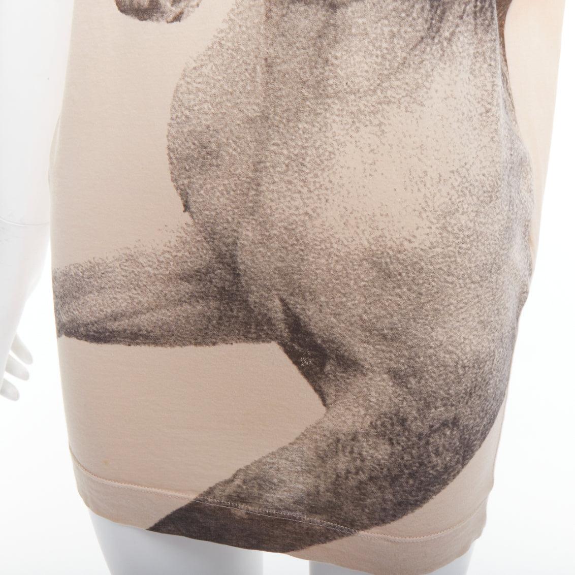 STELLA MCCARTNEY 2010 beige cotton horse print cape sleeve tunic top IT36 XXS For Sale 2