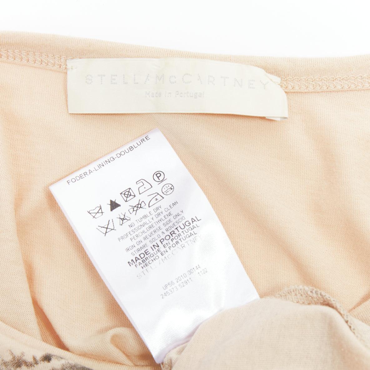 STELLA MCCARTNEY 2010 beige cotton horse print cape sleeve tunic top IT36 XXS For Sale 3