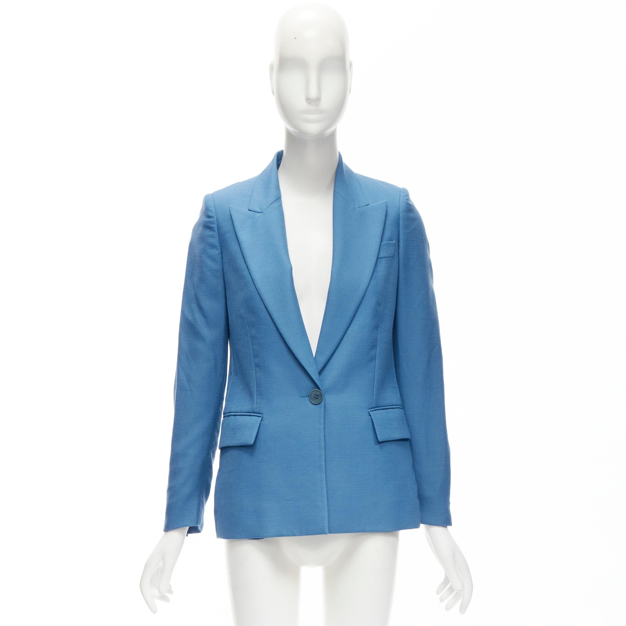 STELLA MCCARTNEY 2010 blue 100% wool rubberised buttons  blazer jacket IT36 XXS For Sale 5