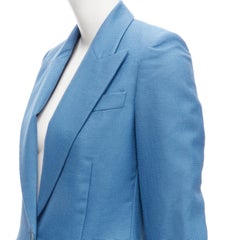 STELLA MCCARTNEY 2010 blue 100% wool rubberised buttons  blazer jacket IT36 XXS
