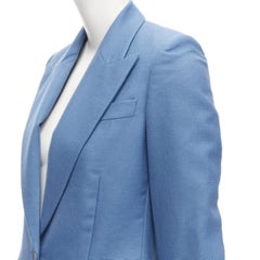 Stella McCartney 2010 blu 100% lana con bottoni gommati giacca blazer IT36 XXS